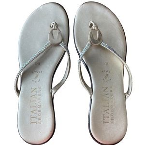 Italian Shoe Maker Gold Sandal with Rhinestones size 6.5